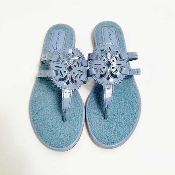 CIRCUS BY SAM EDELMAN FAUX FUR SANDALS IN BLUE WOMEN SIZE 7 NEW - Picture 1 of 7